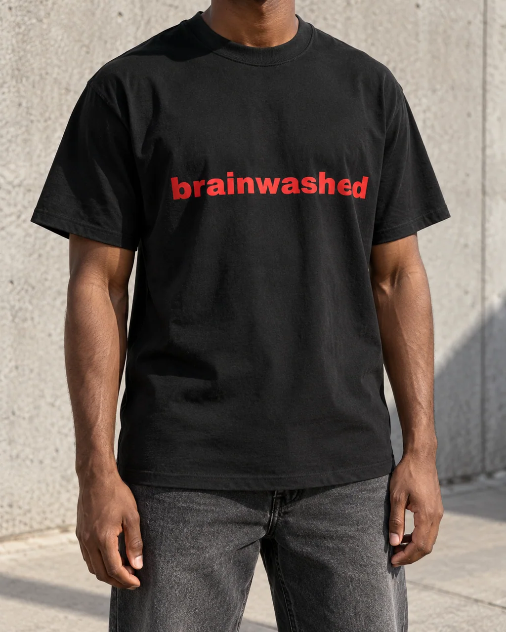 Red Wordmark Tee / Male editorial